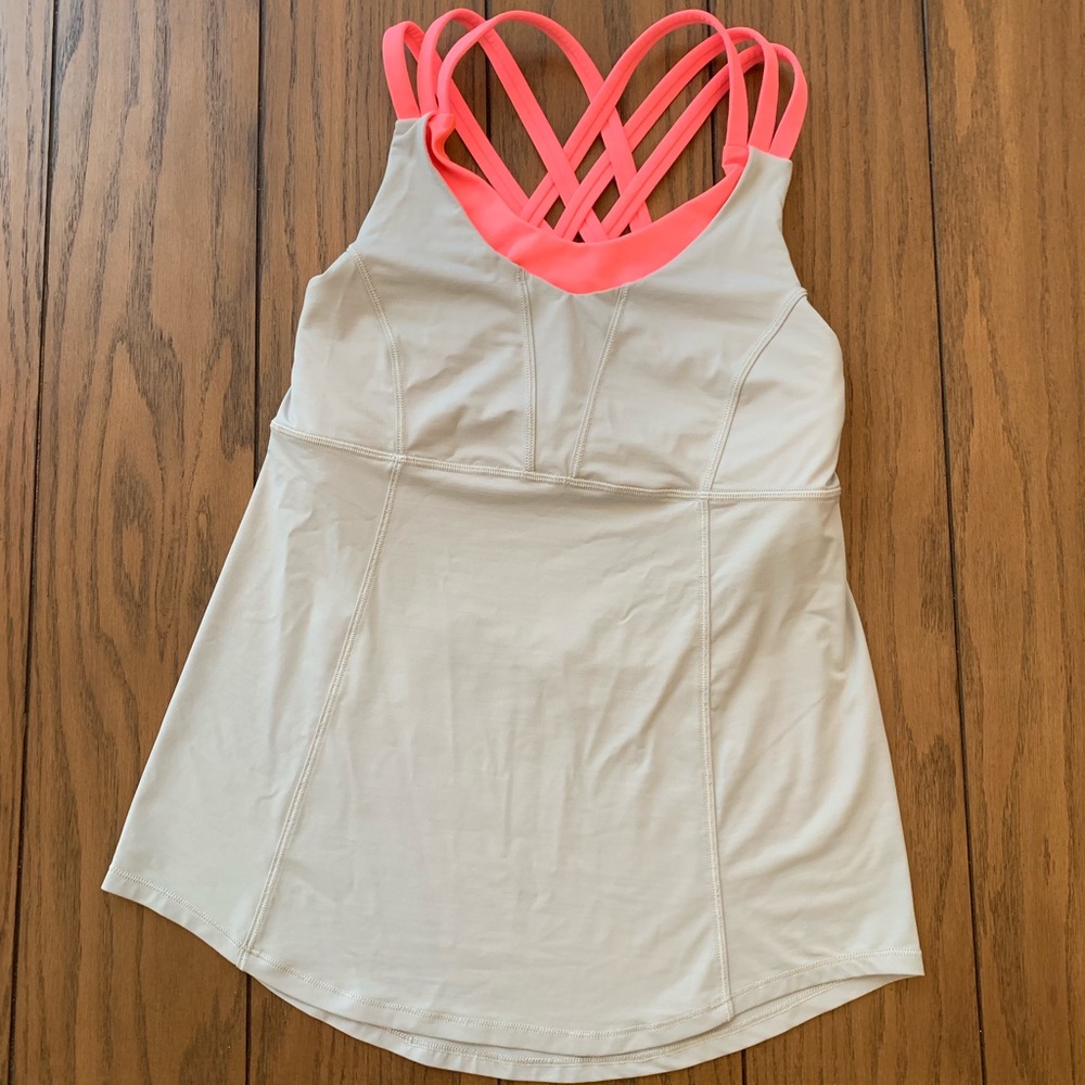 Never worn lululemon bra top, pink and grey!